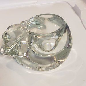 VINTAGE CRYSTAL SLEEPING KITTEN VOTIVE CANDLE HOLDER